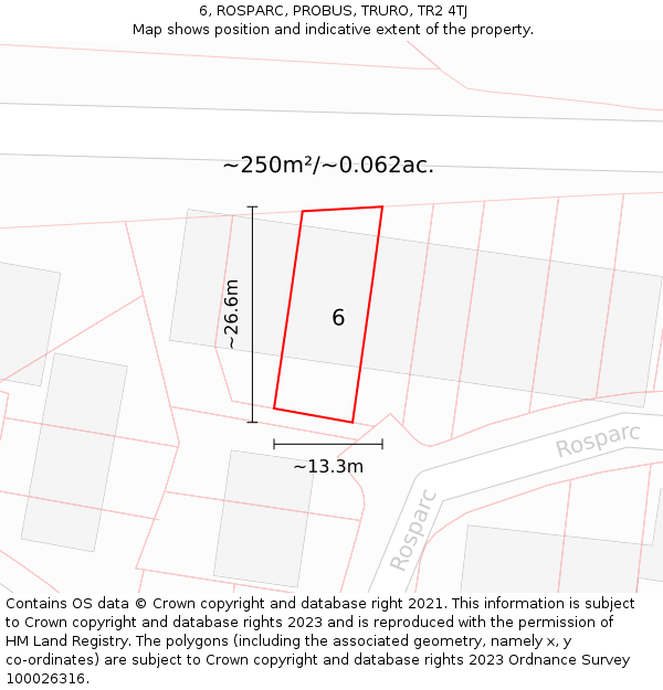6, ROSPARC, PROBUS, TRURO, TR2 4TJ: Plot and title map