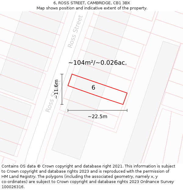 6, ROSS STREET, CAMBRIDGE, CB1 3BX: Plot and title map