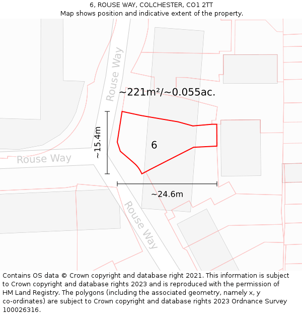 6, ROUSE WAY, COLCHESTER, CO1 2TT: Plot and title map