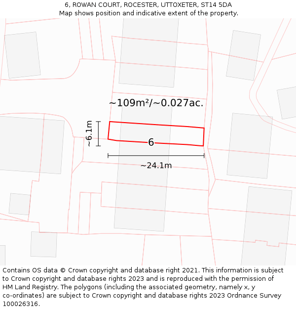 6, ROWAN COURT, ROCESTER, UTTOXETER, ST14 5DA: Plot and title map