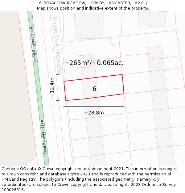 6, ROYAL OAK MEADOW, HORNBY, LANCASTER, LA2 8LJ: Plot and title map