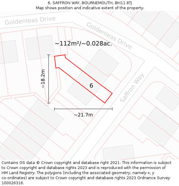 6, SAFFRON WAY, BOURNEMOUTH, BH11 8TJ: Plot and title map