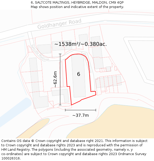 6, SALTCOTE MALTINGS, HEYBRIDGE, MALDON, CM9 4QP: Plot and title map