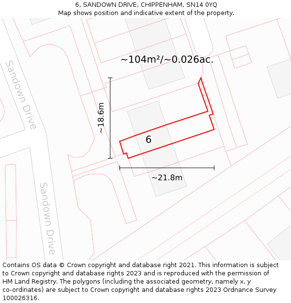 6, SANDOWN DRIVE, CHIPPENHAM, SN14 0YQ: Plot and title map