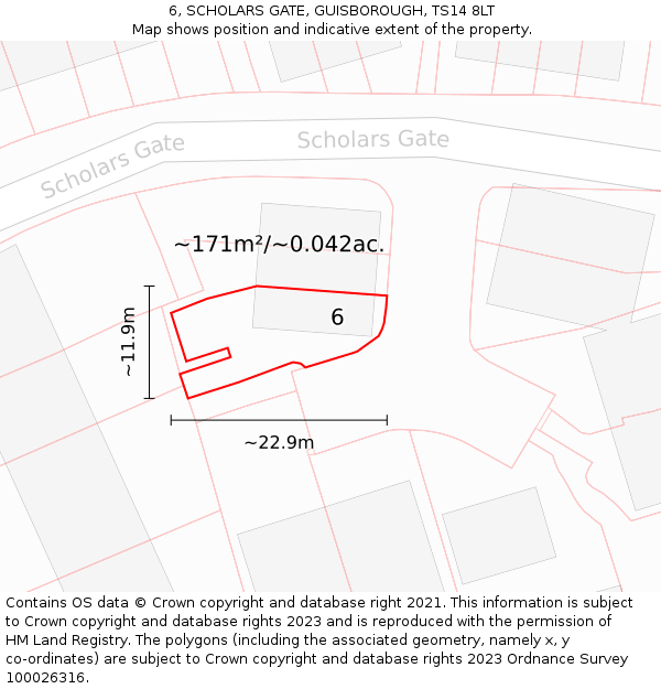 6, SCHOLARS GATE, GUISBOROUGH, TS14 8LT: Plot and title map