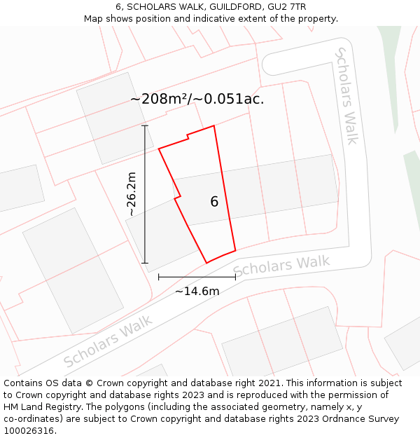6, SCHOLARS WALK, GUILDFORD, GU2 7TR: Plot and title map