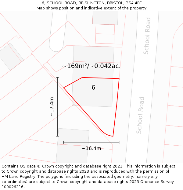 6, SCHOOL ROAD, BRISLINGTON, BRISTOL, BS4 4RF: Plot and title map