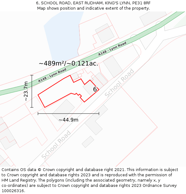 6, SCHOOL ROAD, EAST RUDHAM, KING'S LYNN, PE31 8RF: Plot and title map