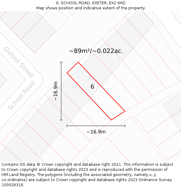 6, SCHOOL ROAD, EXETER, EX2 9AD: Plot and title map