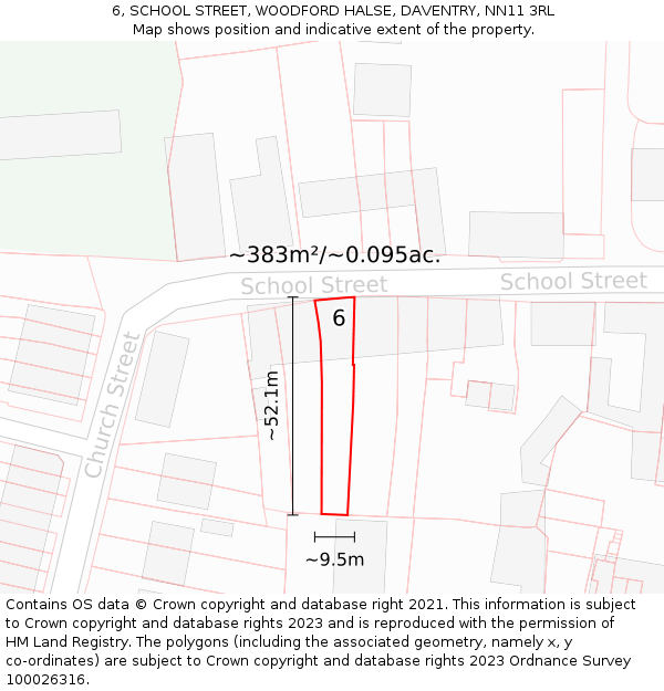 6, SCHOOL STREET, WOODFORD HALSE, DAVENTRY, NN11 3RL: Plot and title map