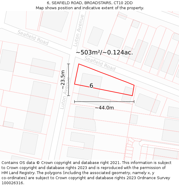 6, SEAFIELD ROAD, BROADSTAIRS, CT10 2DD: Plot and title map
