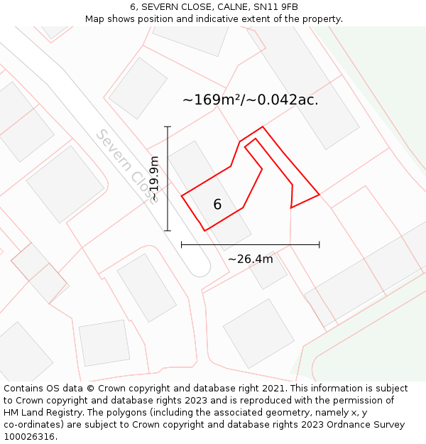 6, SEVERN CLOSE, CALNE, SN11 9FB: Plot and title map