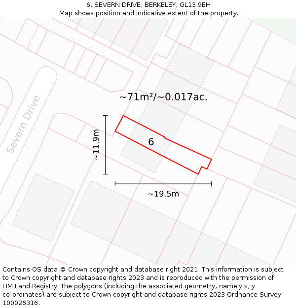 6, SEVERN DRIVE, BERKELEY, GL13 9EH: Plot and title map