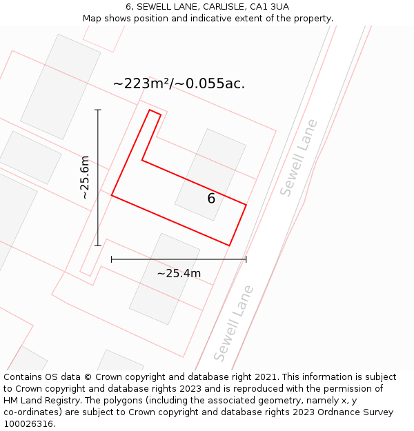 6, SEWELL LANE, CARLISLE, CA1 3UA: Plot and title map