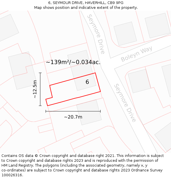 6, SEYMOUR DRIVE, HAVERHILL, CB9 9PG: Plot and title map