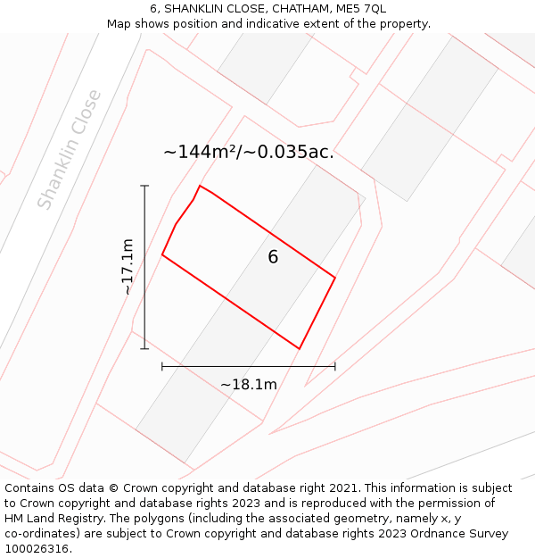 6, SHANKLIN CLOSE, CHATHAM, ME5 7QL: Plot and title map