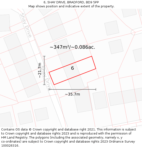 6, SHAY DRIVE, BRADFORD, BD9 5PP: Plot and title map
