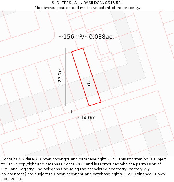 6, SHEPESHALL, BASILDON, SS15 5EL: Plot and title map