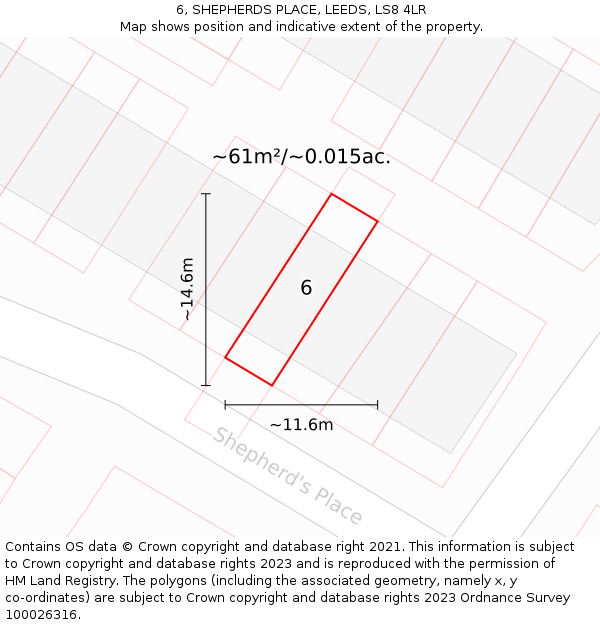 6, SHEPHERDS PLACE, LEEDS, LS8 4LR: Plot and title map