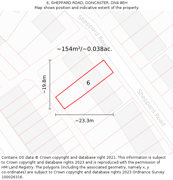 6, SHEPPARD ROAD, DONCASTER, DN4 8EH: Plot and title map