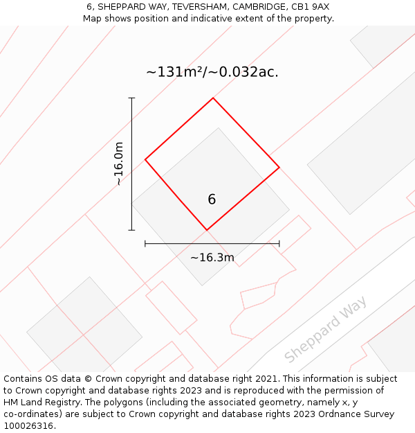 6, SHEPPARD WAY, TEVERSHAM, CAMBRIDGE, CB1 9AX: Plot and title map