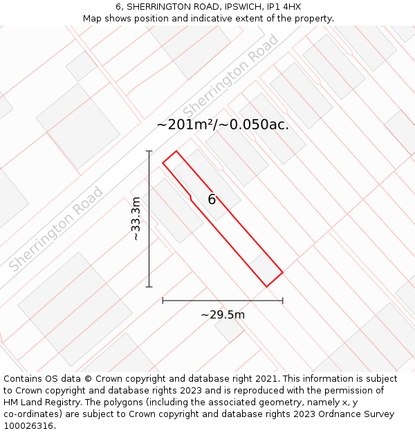 6, SHERRINGTON ROAD, IPSWICH, IP1 4HX: Plot and title map