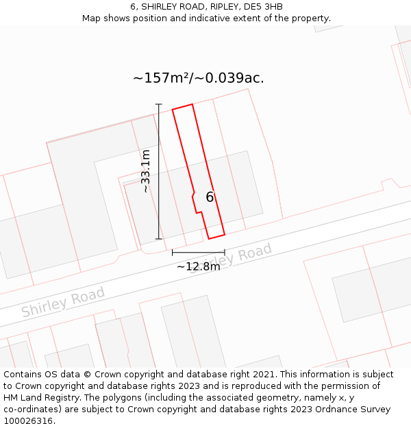 6, SHIRLEY ROAD, RIPLEY, DE5 3HB: Plot and title map