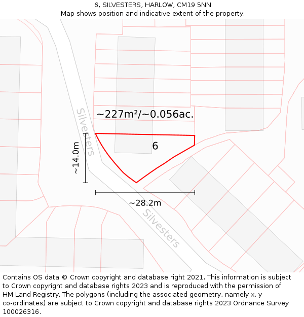 6, SILVESTERS, HARLOW, CM19 5NN: Plot and title map