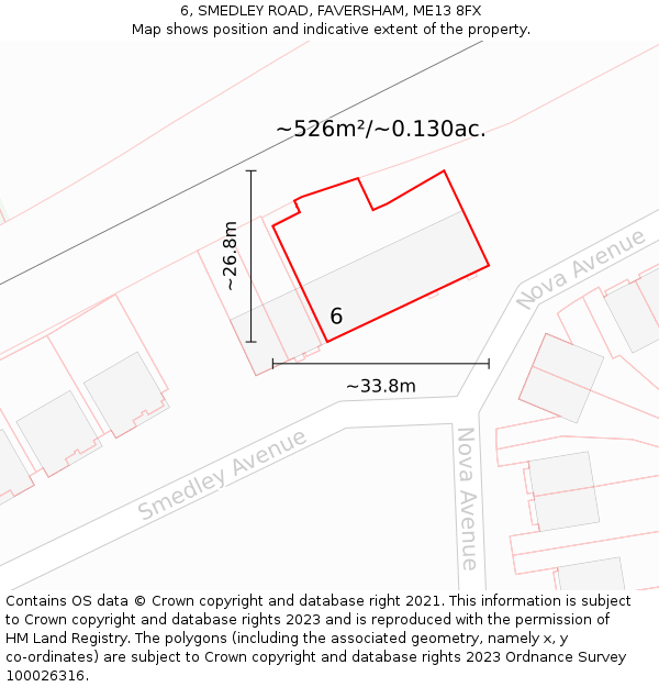 6, SMEDLEY ROAD, FAVERSHAM, ME13 8FX: Plot and title map
