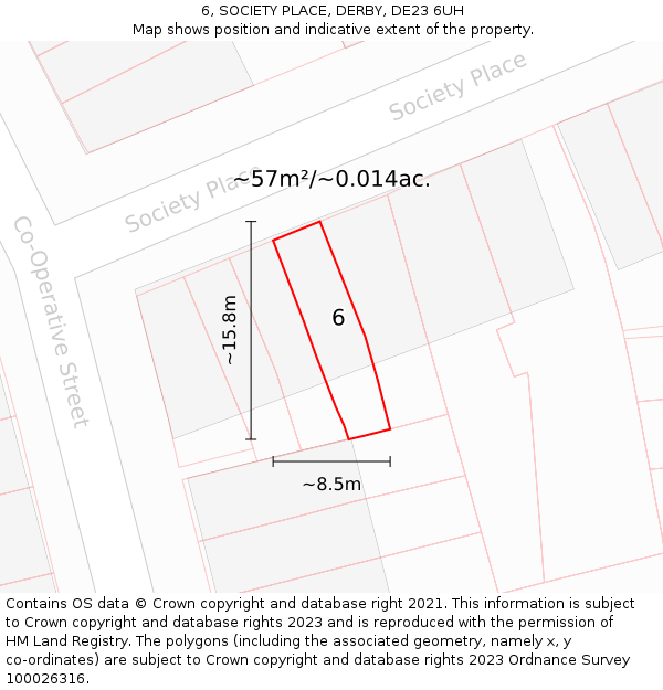 6, SOCIETY PLACE, DERBY, DE23 6UH: Plot and title map
