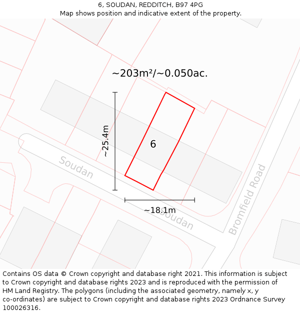 6, SOUDAN, REDDITCH, B97 4PG: Plot and title map
