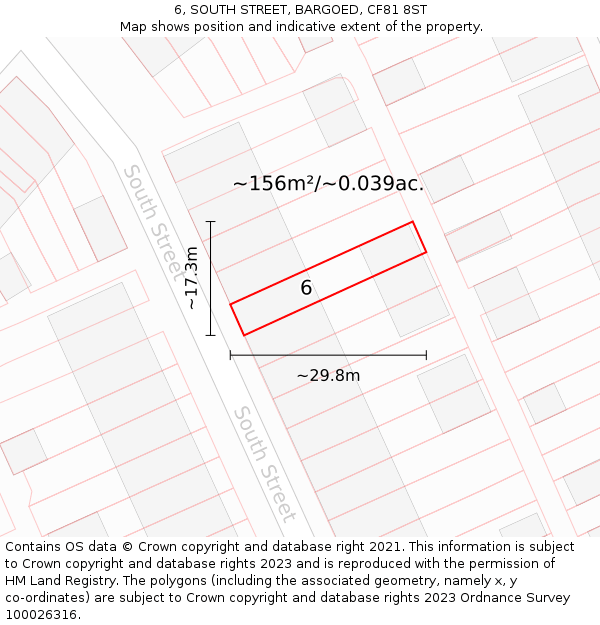 6, SOUTH STREET, BARGOED, CF81 8ST: Plot and title map