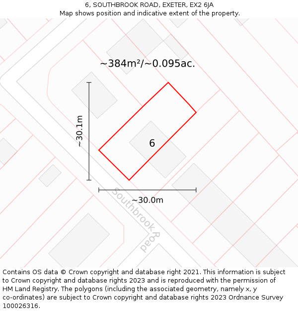 6, SOUTHBROOK ROAD, EXETER, EX2 6JA: Plot and title map