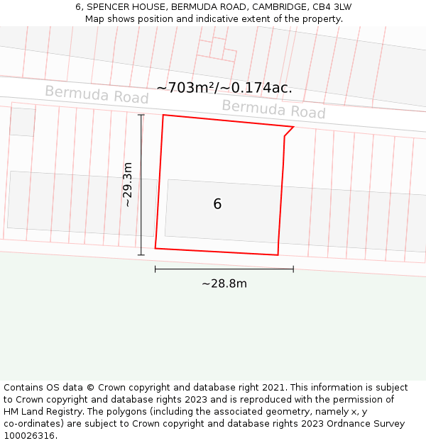 6, SPENCER HOUSE, BERMUDA ROAD, CAMBRIDGE, CB4 3LW: Plot and title map