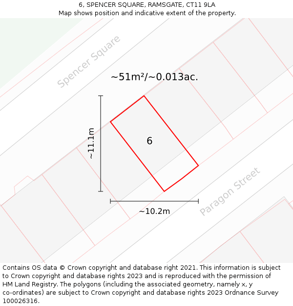 6, SPENCER SQUARE, RAMSGATE, CT11 9LA: Plot and title map