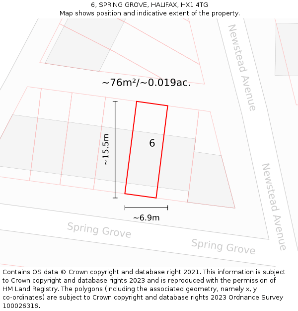 6, SPRING GROVE, HALIFAX, HX1 4TG: Plot and title map
