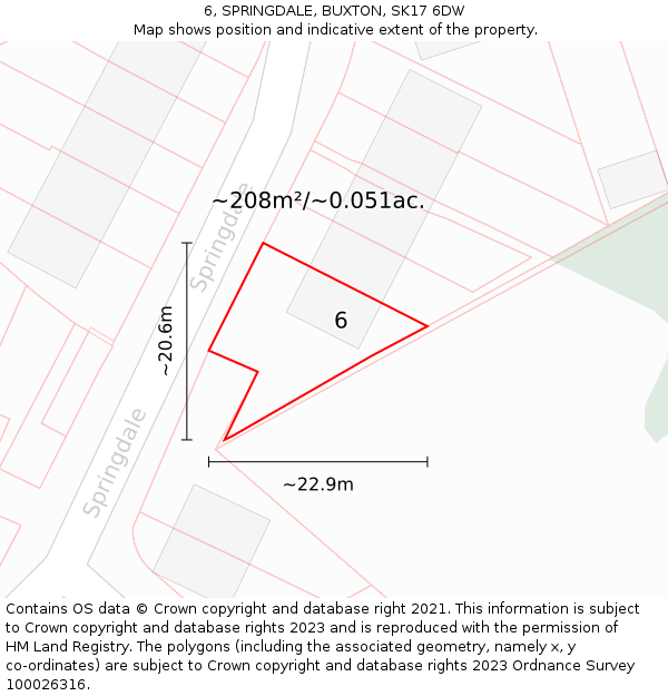 6, SPRINGDALE, BUXTON, SK17 6DW: Plot and title map