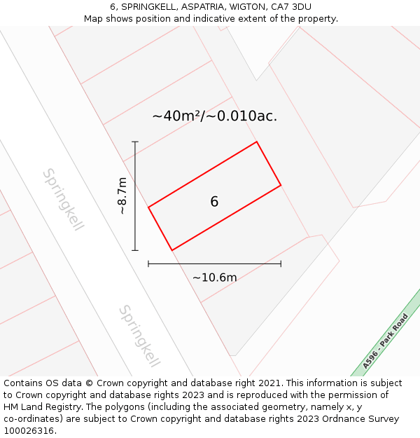 6, SPRINGKELL, ASPATRIA, WIGTON, CA7 3DU: Plot and title map