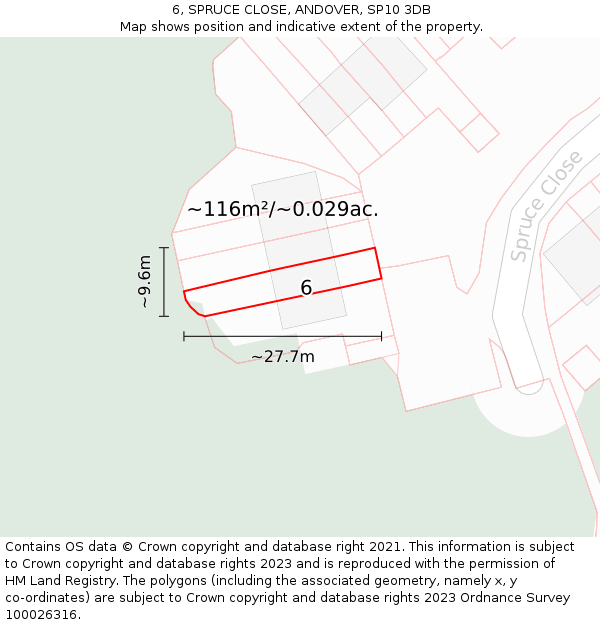 6, SPRUCE CLOSE, ANDOVER, SP10 3DB: Plot and title map