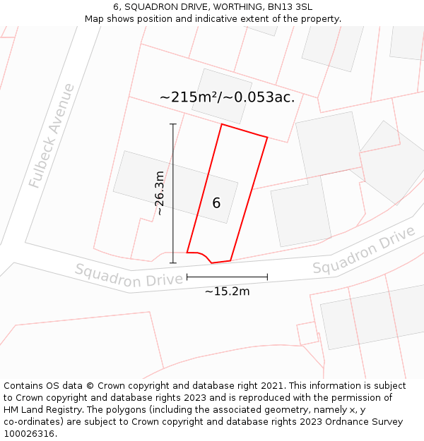 6, SQUADRON DRIVE, WORTHING, BN13 3SL: Plot and title map