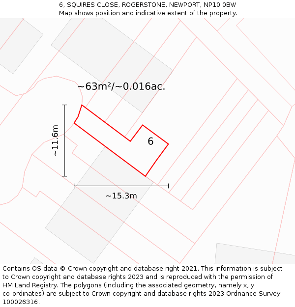 6, SQUIRES CLOSE, ROGERSTONE, NEWPORT, NP10 0BW: Plot and title map