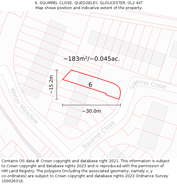 6, SQUIRREL CLOSE, QUEDGELEY, GLOUCESTER, GL2 4XT: Plot and title map