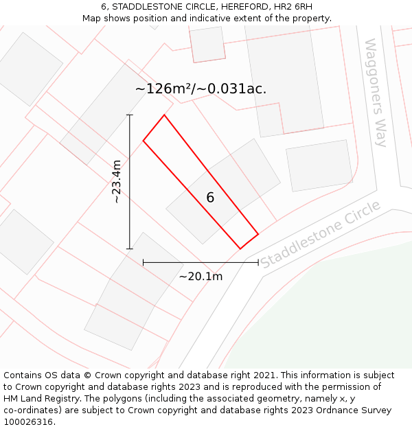 6, STADDLESTONE CIRCLE, HEREFORD, HR2 6RH: Plot and title map