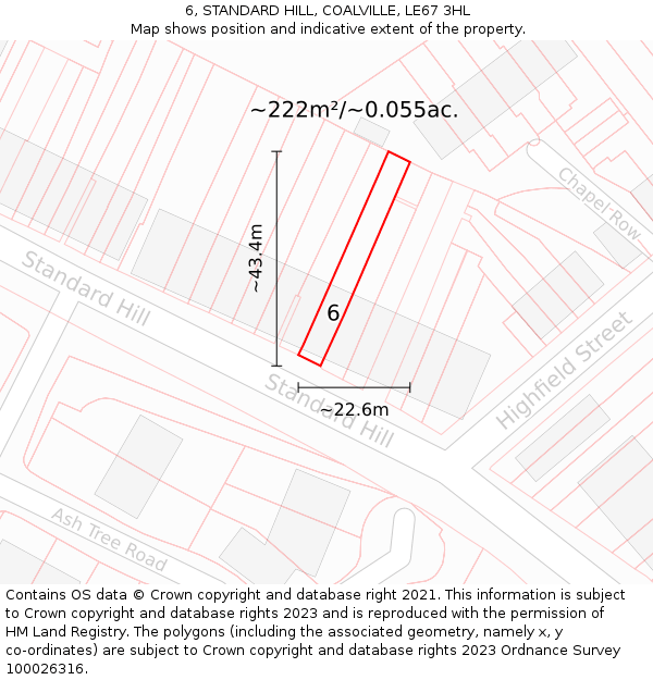 6, STANDARD HILL, COALVILLE, LE67 3HL: Plot and title map