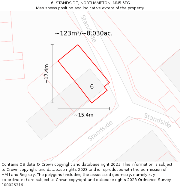6, STANDSIDE, NORTHAMPTON, NN5 5FG: Plot and title map