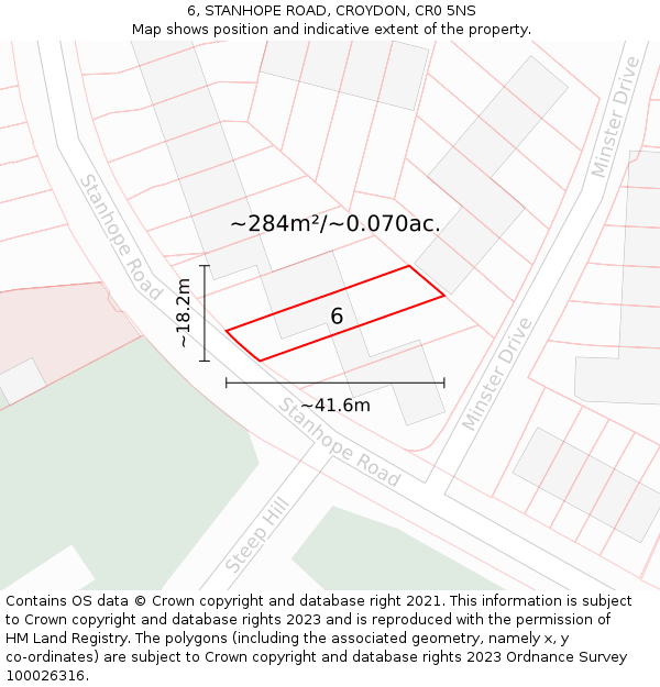 6, STANHOPE ROAD, CROYDON, CR0 5NS: Plot and title map