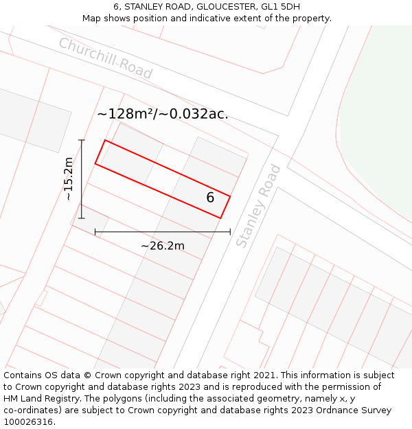 6, STANLEY ROAD, GLOUCESTER, GL1 5DH: Plot and title map