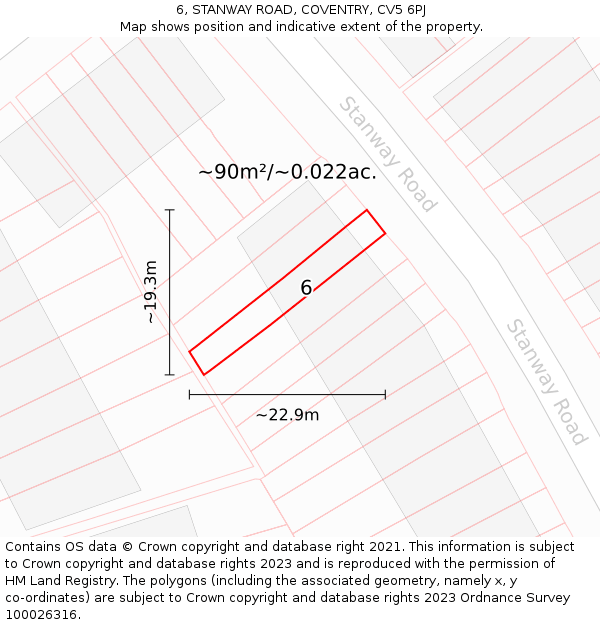 6, STANWAY ROAD, COVENTRY, CV5 6PJ: Plot and title map