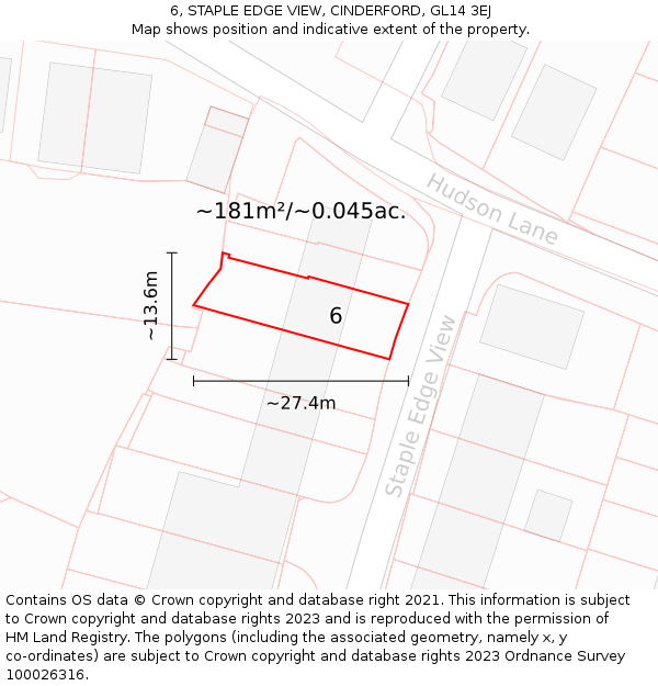 6, STAPLE EDGE VIEW, CINDERFORD, GL14 3EJ: Plot and title map