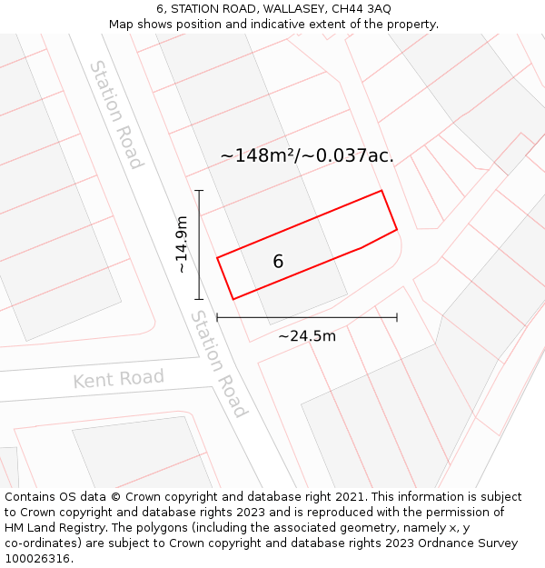 6, STATION ROAD, WALLASEY, CH44 3AQ: Plot and title map